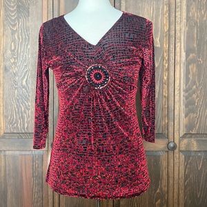 'Spiderman' looking shirt, red/black velvet texture, comfortable~sz M~longSleeve